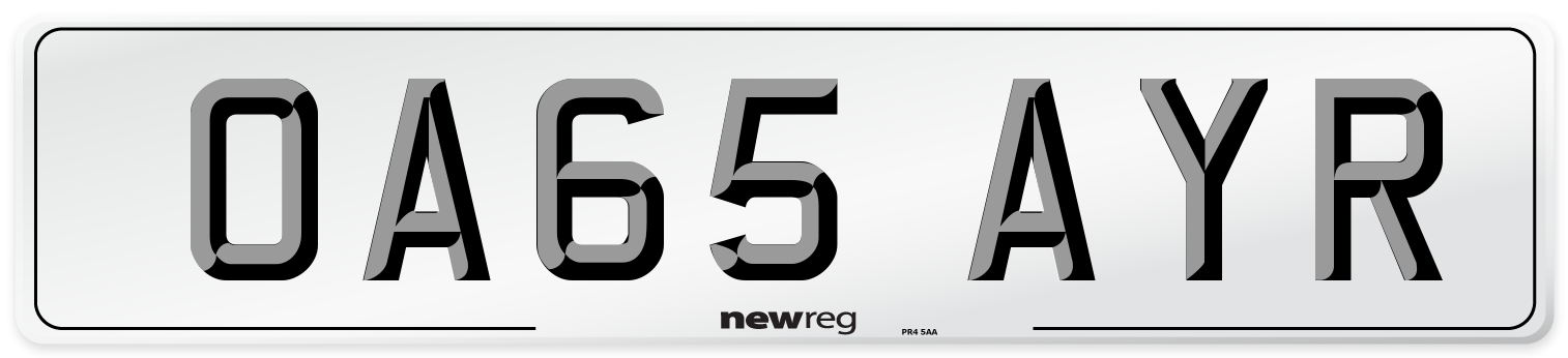 OA65 AYR Number Plate from New Reg